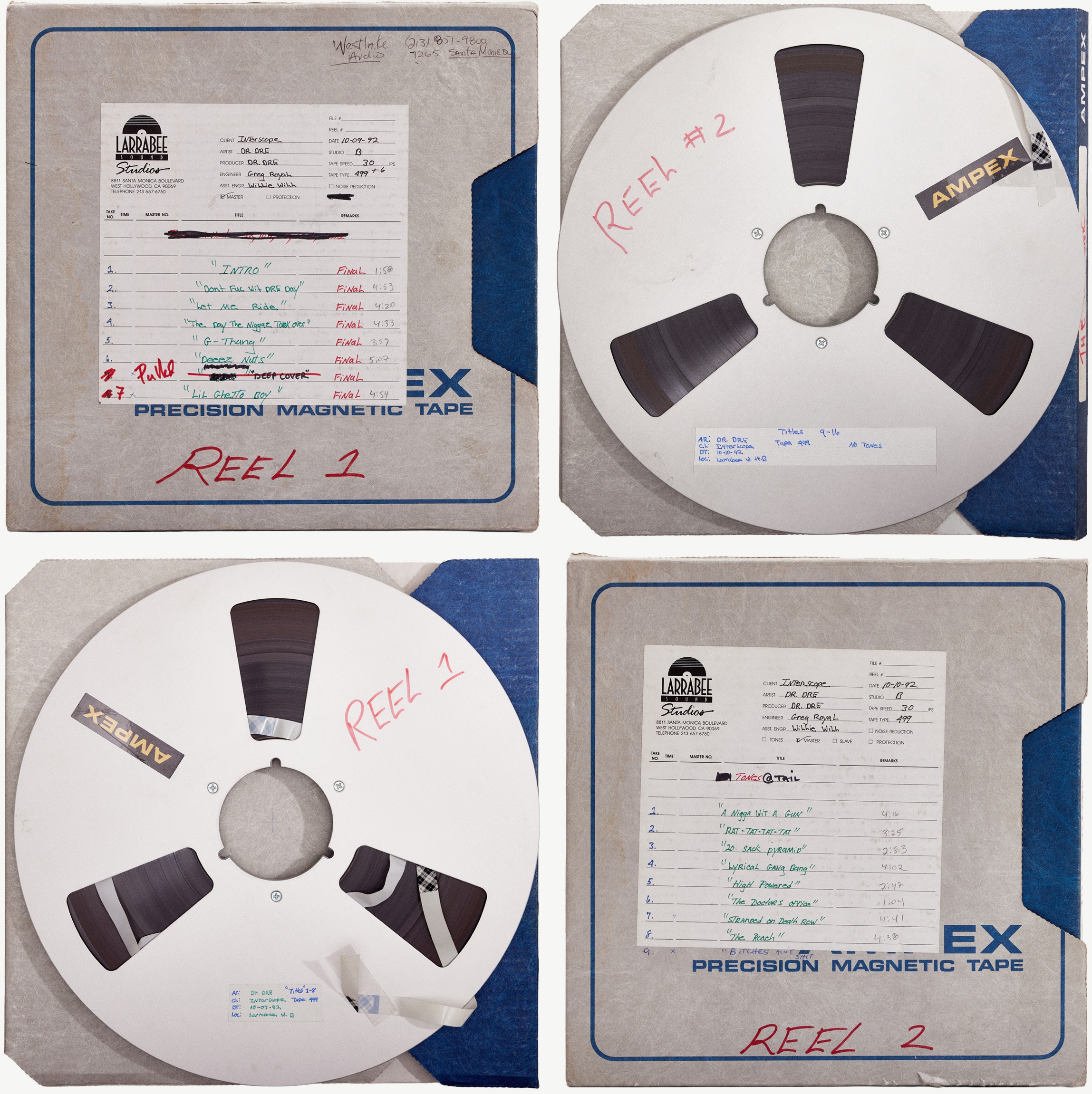 The Chronic master tapes arranged for archival photography