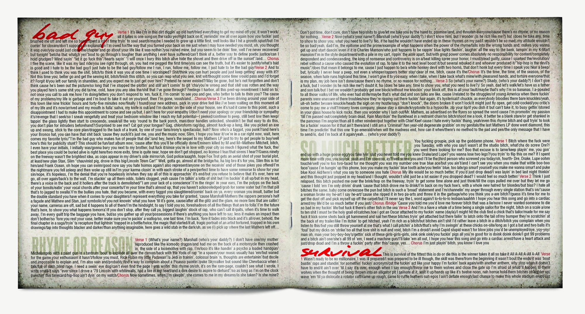Spread from The Marshall Mathers LP 2 booklet