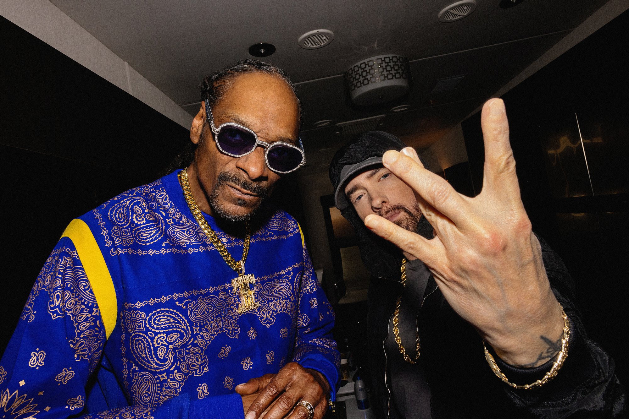 Snoop Dogg backstage at the Super Bowl LVI halftime show